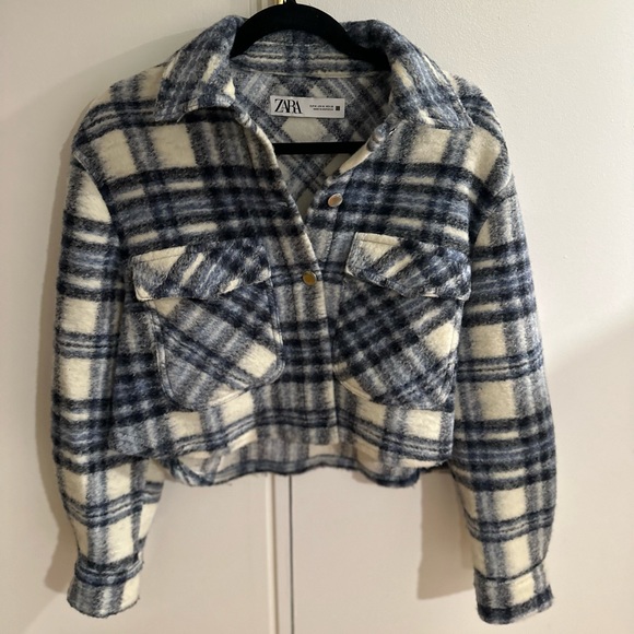 Zara Cropped Flanel Shacket - Picture 1 of 3